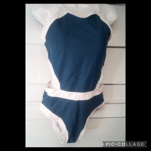 Blue and White one piece swimsuit.30